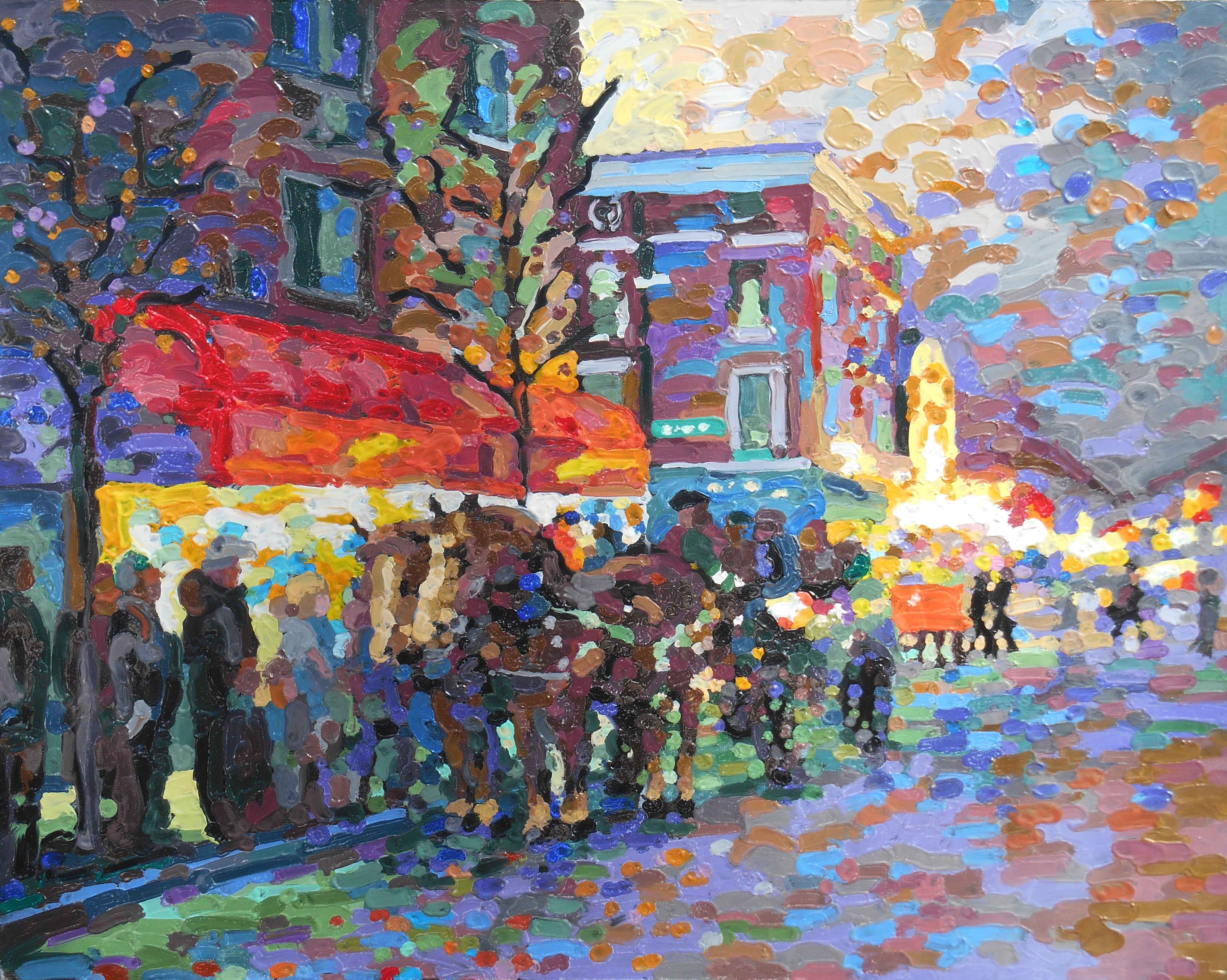 Oil Pastel Impressionist Paintings in Gold Frames